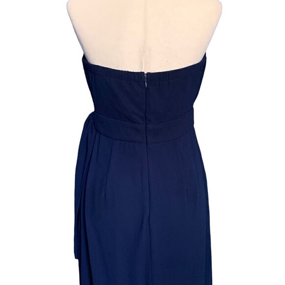 Lulus Easy Elegance Navy Blue Pleated Strapless Maxi Dress- Size L - Picture 4 of 10